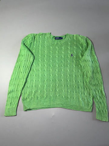 Vintage Polo by Ralph Lauren Lime Green Cable Knit Sweater – (XL)