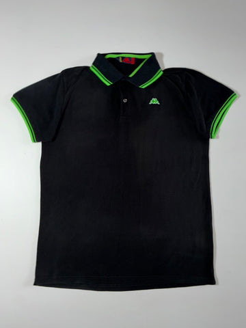 Robe di Kappa Neon Trim Polo Shirt – Black/Green (L)