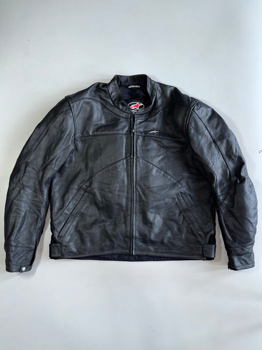 Alpine Star Original Pure Leather Motorcycle Racing Jacket (Paded) (2XL)