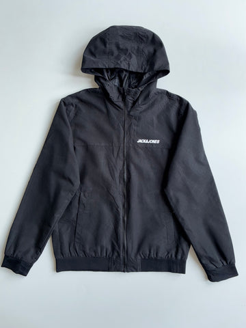 Jack & Jones Black Hooded Bomber Windbreaker – Size (M)