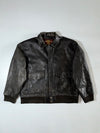 Vintage Global Identity Black Pure Leather Bomber Jacket with Utility Pockets (2XL)