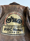 Vintage R.B.C Distressed Leather Racing Patch Motorcycle Jacket(Xl)