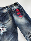 Big Train Japanese Denim “Kabuki Mask” Embroidered Jeans (W:26 |L:38)