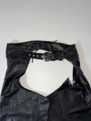 Vintage Harley-Davidson Black Leather Biker Chaps, Made in USA (W:34) (L:42)