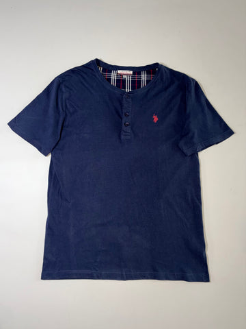 U.S. Polo Assn. Plaid-Trim Henley T-Shirt – Navy (2XL)