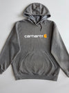 Carhartt Logo Pullover Hoodie Grey Loose Fit (2XL)