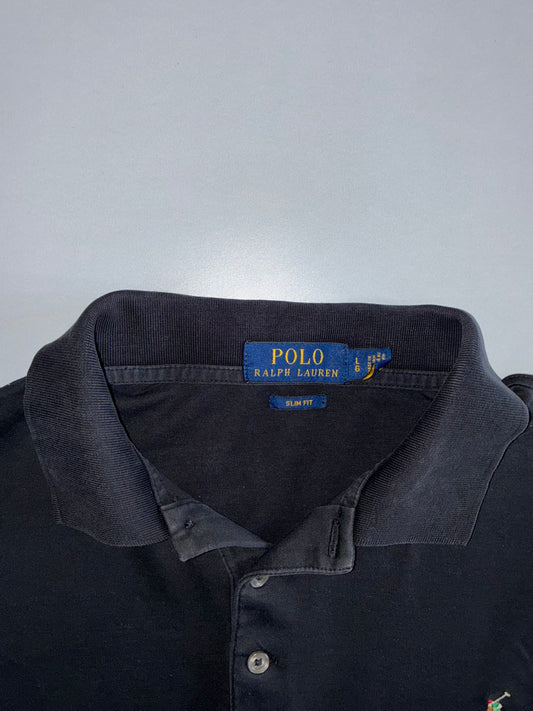 Polo Ralph Lauren | Slim Fit Gold Pony Long Sleeve Polo | Washed Black (L)