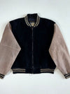 Colebrook & Co Black Suede Varsity Bomber with Taupe Nubuck Sleeves (XL/2XL)