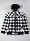 Base Control Buffalo Check Quilted Hooded Jacket – Black/White -(S)