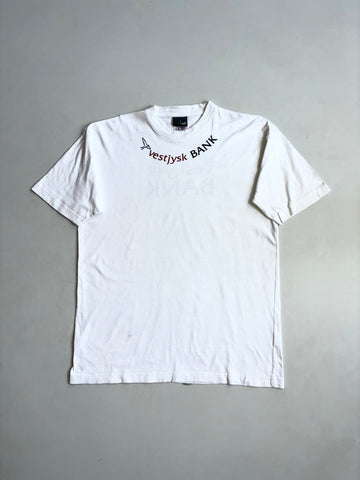 Vintage Hummel White Vestjysk Bank Graphic Tee (L)