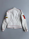 90's Dolce & Gabbana Vintage Racing Leather Jacket | “Indianapolis” Monte Carlo Patches | White Sheep Leather | Made in Italy Size (S/M)
