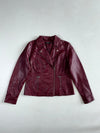 Baccini Burgundy Moto Biker Jacket with Quilted StitcPanels (S)