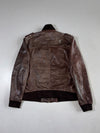 Gipsy Germany Brown Leather Ribbed-Collar Bomber Jacket (L/M)