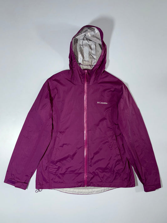 Columbia Hooded Rain Jacket (Magenta/Purple) – Size (L)