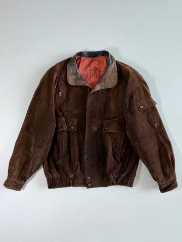 Munper Spain Two-Tone Suede Bomber Jacket (2XL)