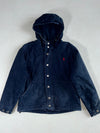 Vintage 90s Polo by Ralph Lauren Quilt-Lined Hooded Canvas Jacket – Navy with Red Pony (M)