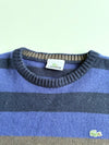 Lacoste Striped Wool Knit Crewneck Sweater – Blue/Brown (S)