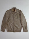 Vintage Leather Bomber Jacket  Taupe Grey, Zip-Up Classic (S)