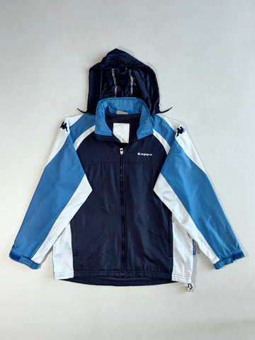 Vintage Kappa Aerotec Colour Block Hooded Windbreaker – Navy/Sky Blue/White (XL)