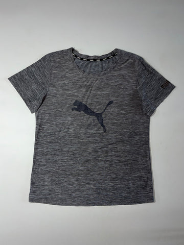 Puma Heather Performance T-Shirt Cat Logo Mesh Ventilation – Grey (L)