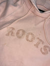 Roots Light Pink Embroidered Logo Pullover Hoodie (M)