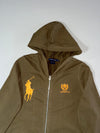 Vintage Ralph Lauren Olive Big Pony Longline Zip-Up Hoodie (S/M)