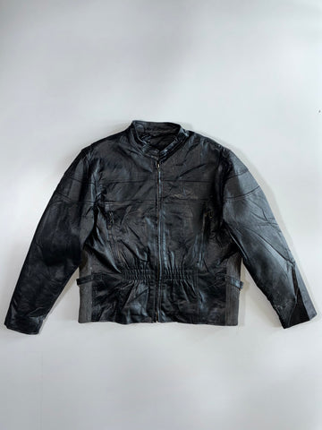 USA Bikers Dream Apparel Vintage Moto Heavy Leather Jacket (L)