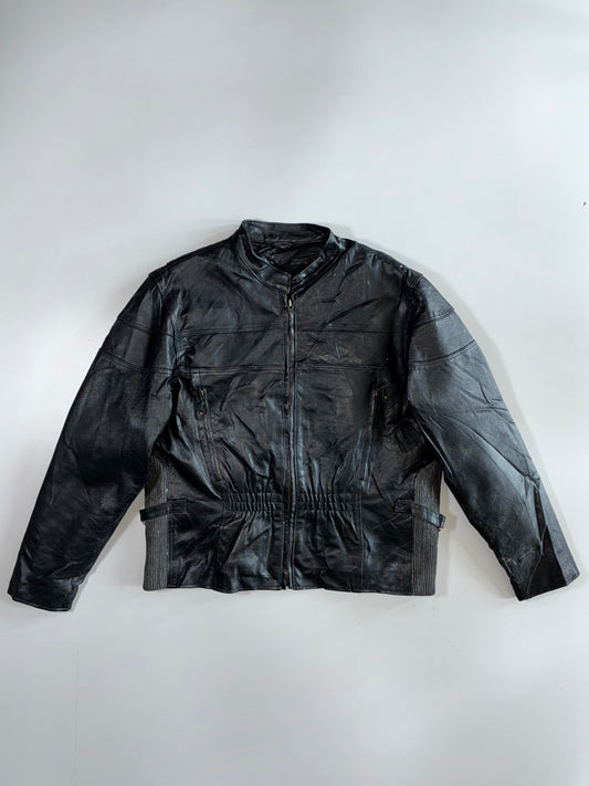USA Bikers Dream Apparel Vintage Moto Heavy Leather Jacket (L)