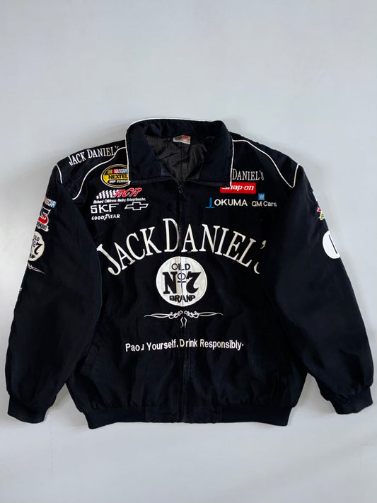 Jack Daniel’s Old No.7 NASCAR Nextel Cup Series RCR Multi-Sponsor Embroidered Racing Jacket Black (XL)