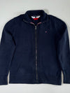 Tommy Hilfiger Navy Cotton Knit Full Zip Cardigan Sweater – (L)