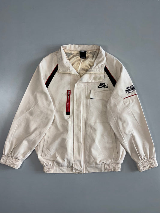 Vintage Nike Air Japanese Work Jacket | Cream Off-White Kanji Embroidered Rare Bomber (M)