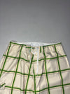 Vintage Quiksilver Cream Green Plaid Board Shorts (W:32) (L:24)