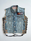 Rare Harley-Davidson “Dang Jin” Eagle Engine Lace-Up Denim Biker Vest(M)
