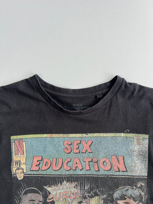Netflix Sex Education Comic Book Style Graphic T-Shirt in Black (M)