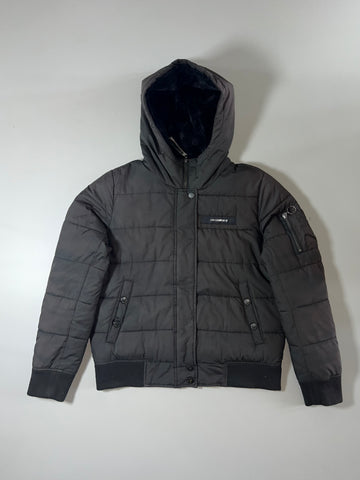 Superdry Black Hooded Puffer Bomber Jacket (M)