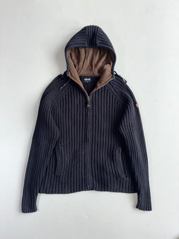 Schott NYC Chunky Rib Knit Zip-Up Hooded Sweater(M)