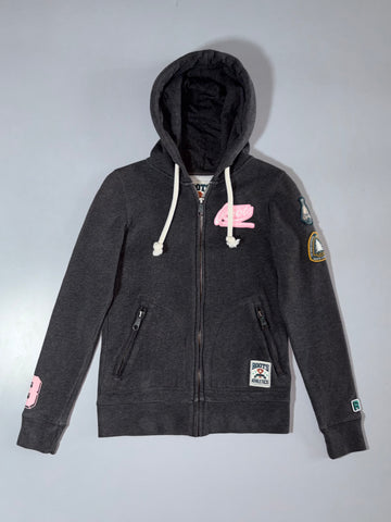 Roots Athletics Multi-Patch Zip Hoodie – Charcoal Grey Women’s (XS)