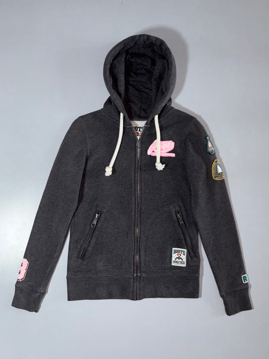 Roots Athletics Multi-Patch Zip Hoodie – Charcoal Grey Women’s (XS)