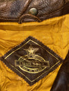 Vintage Shih Ghia Brown Leather Bomber Jacket with Detachable Fur Collar, Made in Spain (M/L)
