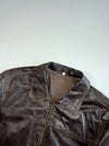 Vintage Dark Brown Distressed Leather Zip-Up Jacket (XL)