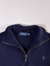Polo Ralph Lauren Navy Quarter-Zip Wool Knit Sweater – (M)