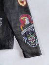 Ed Hardy by Christian Audigier | Tiger Tattoo-Print Pure Leather Café Racer Biker Jacket (M)
