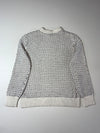 Lacoste L!VE Jacquard Crew Neck Knit Sweater – Off-White/Navy (L)