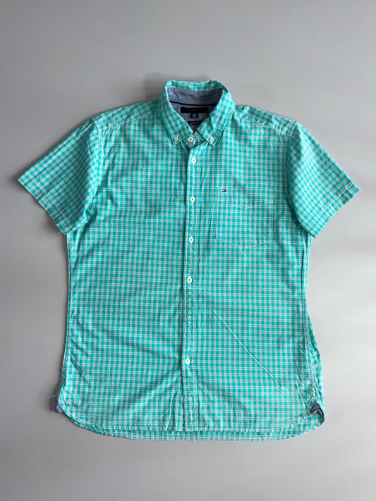 Tommy Hilfiger | Custom Fit Check Short Sleeve Shirt | Green/White (L/Xl)