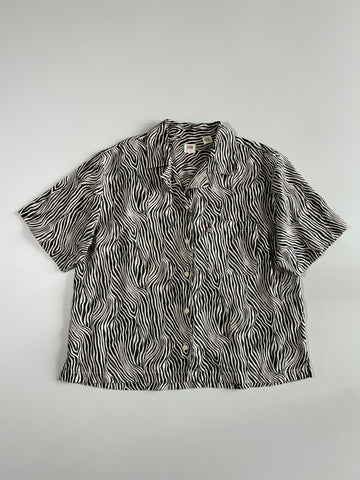 Levi's Zebra Print Button-Up Shirt — Black & White / Oversized Fit (XL)