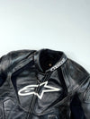 Alpinestars Black Leather Motorcycle Racing Jacket PADDED Shoulder Sliders (S)