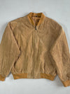 Vintage 80s Perfect Leather Italy Brown Leather Bomber – Asymmetric Snap Front (XL)