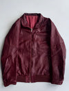 Vintage Burgundy Leather Bomber Jacket (S/M)