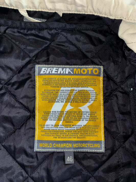 Vintage Brema Moto Cream Reflective Logo Biker Jacket (S)