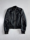 Vintage South Black Leather Bomber Jacket Jacket (S)